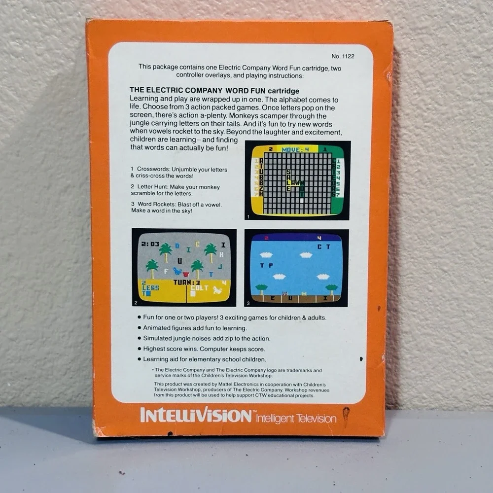 Intellivision Word Fun Video Game Electric Company Mattel Electronics In Box